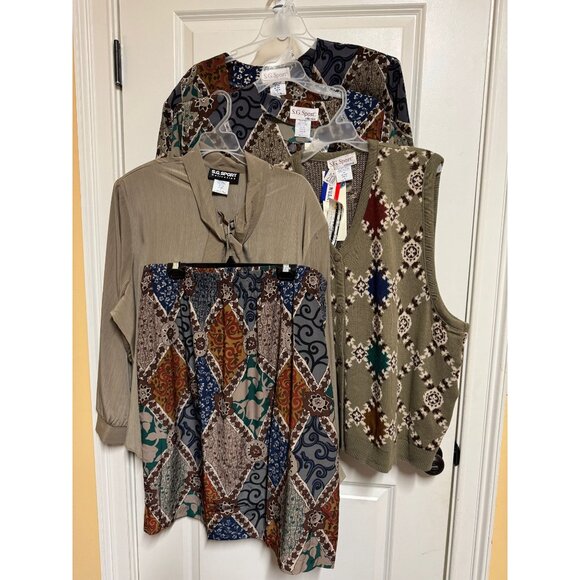 SG Sport Susan Graver 5‎ Piece Set 2X Two Jackets Vest Blouse Skirt NWT - Picture 1 of 16